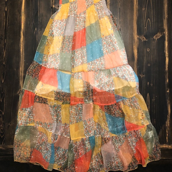 KU2 by Kokomo Unlimited Beautiful Patchwork MIDI Dress w/Wood Straps SZ S/M - Picture 6 of 6